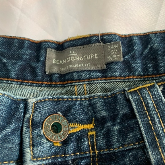 L.L. Bean Men's 34W 32 Classic Denim Jeans Medium Wash Slim Straight Fit - Picture 7 of 13